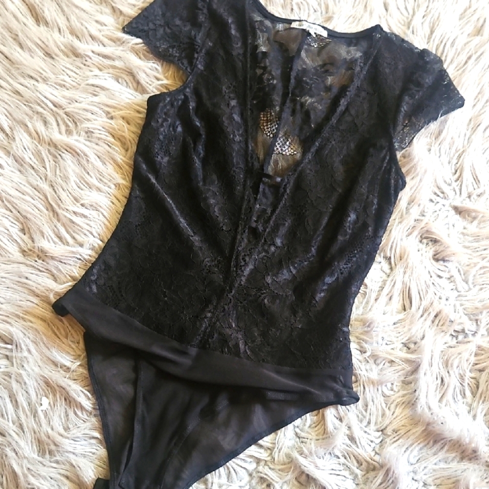 Charlotte Russe Black Lace Bodysuit